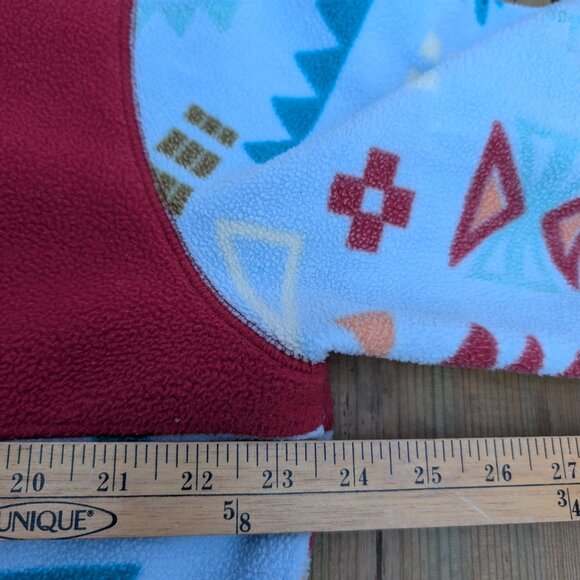 Free Nature Hoodie Men's L Red Geometric Fleece Quarter Zip Casual Long Sleeve - Picture 5 of 7